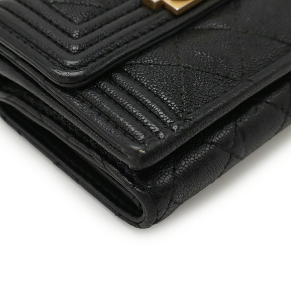 CHANEL Authentic Black Caviar Leather Logo Wallet - Picture 4 of 8
